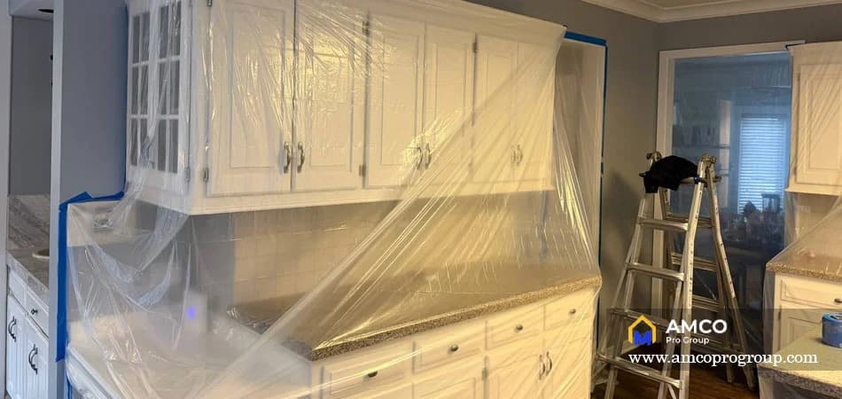 Refinished kitchen cabinets in a Leawood home